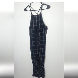 X Small maxi dress black white plaid spaghetti straps wear over winter or summer